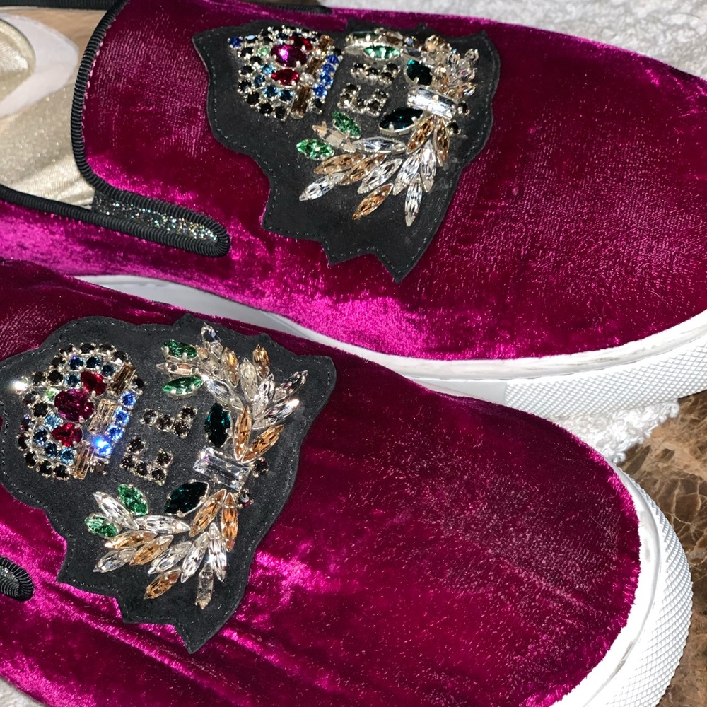Christian Louboutin velvet strass slip on sneakers - Picture 2 of 5